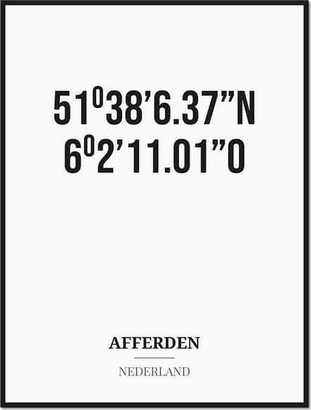 Poster/kaart AFFERDEN met coördinaten