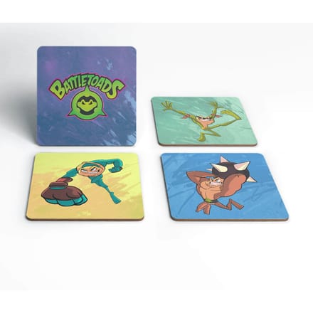 Battletoads Rash Pimple Zitz Square Coaster Set