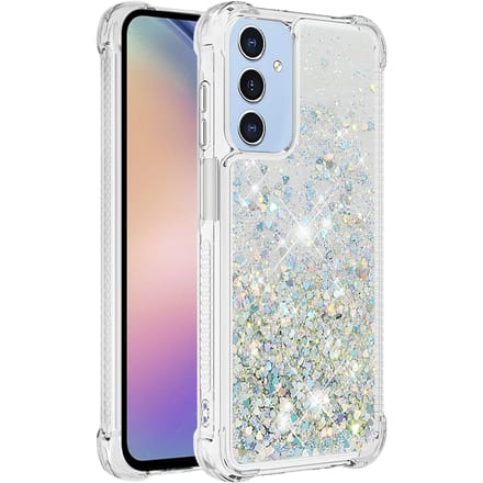 Mocaa Samsung Galaxy A15 5G Valbestendig Glitter Hoesje Zilver