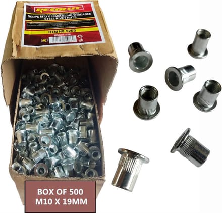 Blindklinkmoeren M10 x 19 mm Box van 500 stuks