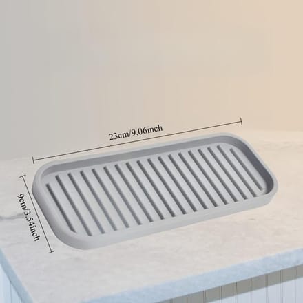 Porte-éponge et savon pour plan de travail de cuisine, Organisateur Caddy imperméable gris clair avec fentes d'évacuation, Plateau d'évier polyvalent pour éponges grise