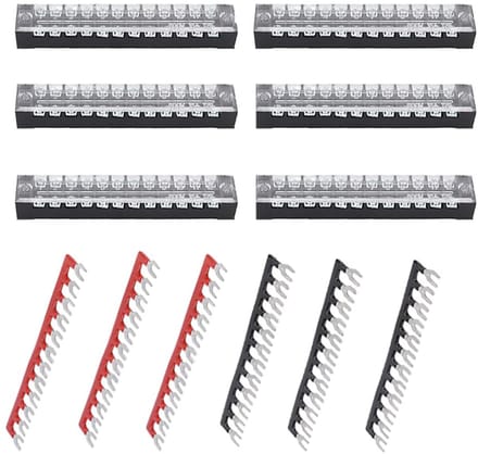12x Schroefklemmenblok Dubbele Rij 4 Posities 600V 15A Inclusief Geïsoleerde Terminal Strips