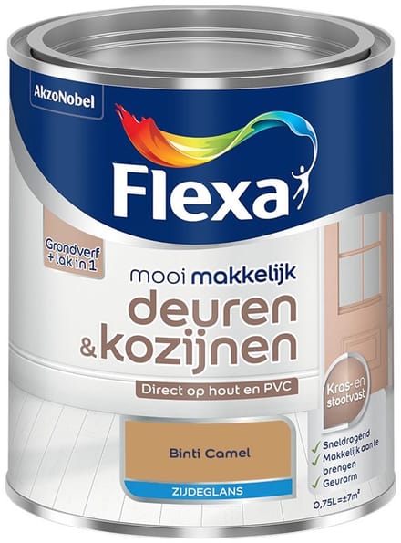 Flexa - Mooi Makkelijk Deuren & Kozijnen Zijdeglans - Binti Camel - Mengverf - 750 Ml