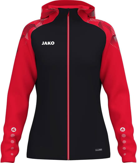 Jako Sonic Jas Met Kap Dames - Zwart / Rood | Maat: 42/44