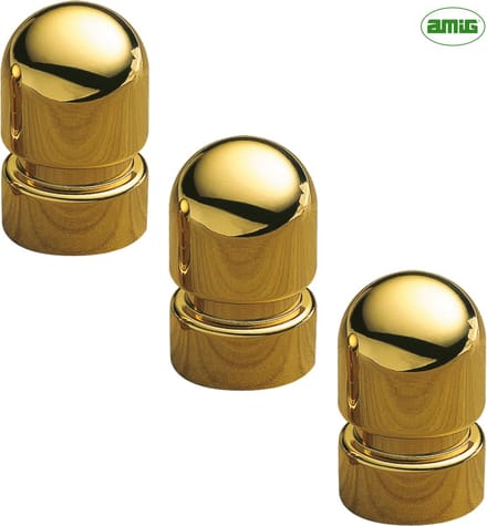AMIG Meubelknop Kastknop – 3 stuks – rond Ø18mm – 30mm hoog – Messing - Goud