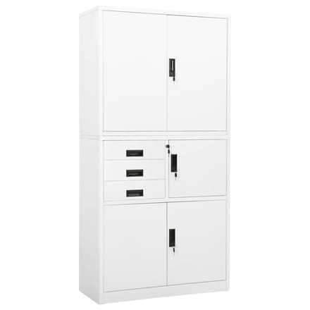 vidaXL - Kantoorkast - 90x40x180 - cm - staal - wit