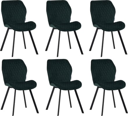 Colenis® - Rio eetkamerstoel - Set Van 6 - Groen - Fluweel - Velvet - Industrieel - Stoel