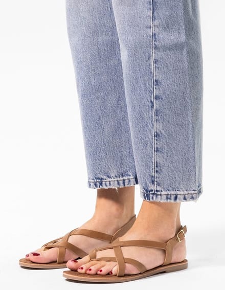 Sacha - Dames - Cognac sandalen met gekruiste bandjes - Maat 37