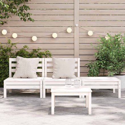 vidaXL - Tuinbank - 3-zits - massief - grenenhout - wit