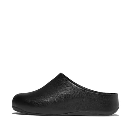 FitFlop FitFlop Shuv Tumbled-Leather Clogs ZWART - Maat 36
