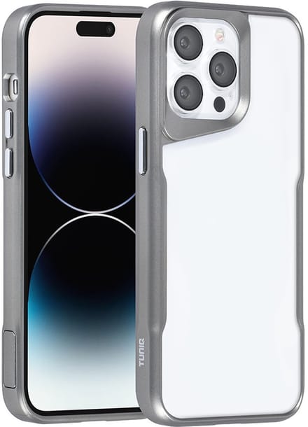 TUNIQ Back cover - iPhone 14 Pro Max - Grijs - Strak hybrid ontwerp - Verhoogde randen voor extra bescherming