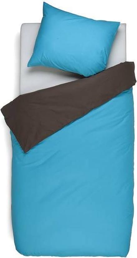 Snoozing Two Tone - Dekbedovertrek - Eenpersoons - 140x200/220 cm + 1 kussensloop 60x70 cm - Turquoise/Bruin