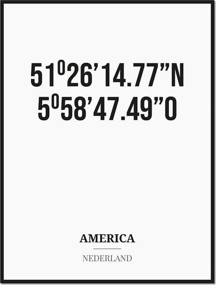 Poster/kaart AMERICA met coördinaten