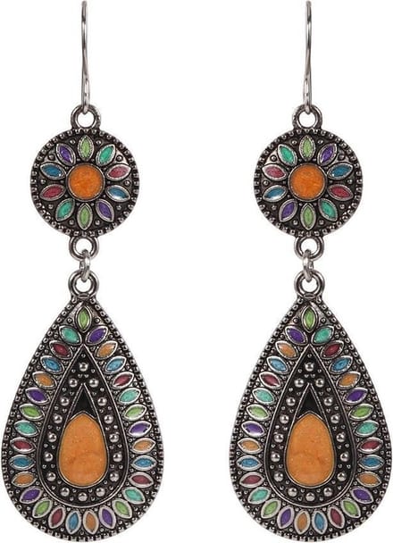 Fako Bijoux® - Oorbellen - Bohemian - Druppel - Roze/Paars