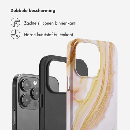 Selencia Hoesje - Geschikt voor Apple iPhone 14 Pro Max - Backcover - Chic Marble Gold