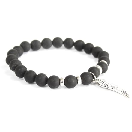 Engelenvleugel / Zwarte Agaat - Edelsteen Armband