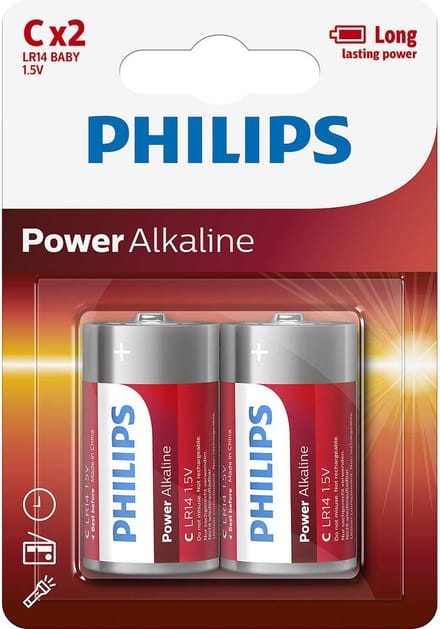 2 Stuks (1 blister a 2st) - Philips Power C/LR14 alkalinebatterij