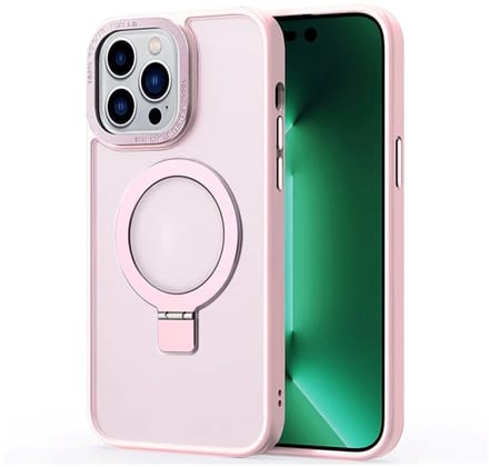 Cityhoesje - iPhone 15 Pro Max - Magnetic - Ring Holder Kickstand - Protective – Backcase - Roségoud