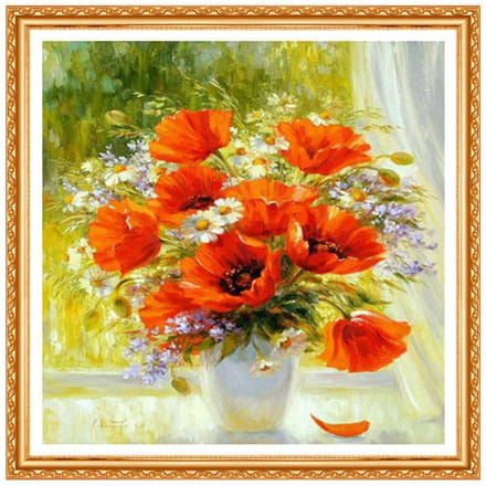 3D Diamant Schilderij Kruissteek Bloemig Strass Kits Ronde Volledige Diamant Woondecoratie 20X30CM red