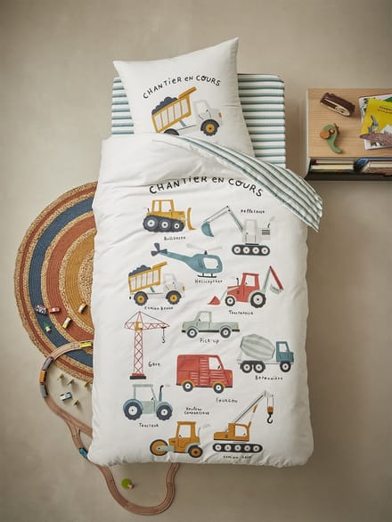 Vertbaudet Set dekbedovertrek + kussensloop voor kinderen QUEL CHANTIER!
