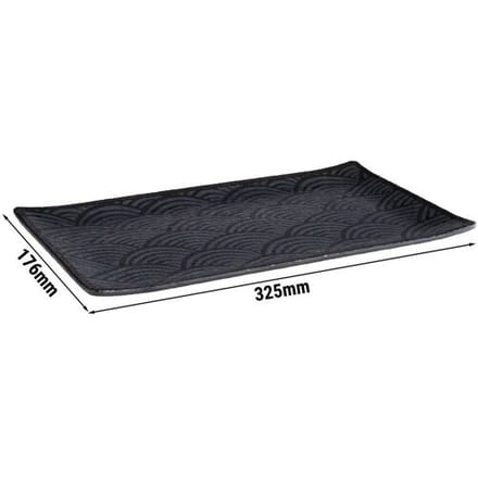 GGM Gastro (6 Stück) GN-Tablett 1/3 - DARK WAVE - Melamin - Höhe: 20mm - Schwarz