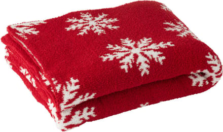 J-Line plaid Sneeuwvlokken - polyester - rood/wit