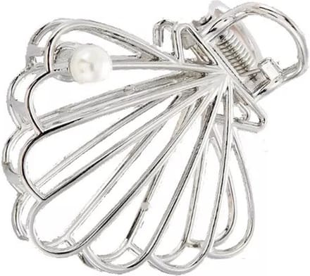 Emilie collection - haarklem - zilver - schelp - geometrisch metaal