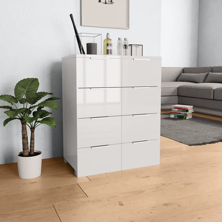 vidaXL - Dressoir - 60x35x80 - cm - bewerkt - hout - hoogglans - wit