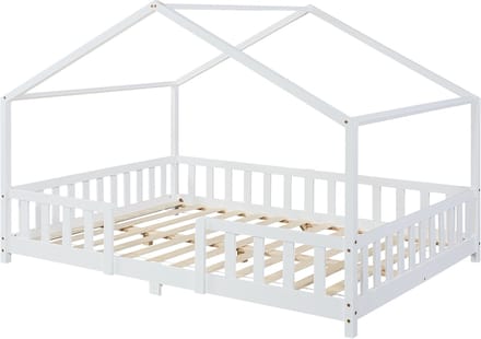 Kinderbed Treviolo huisbed 140x200 cm wit [en.casa]