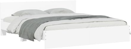 Bedframe met hoofdbord - Slaapkamer meubel - Rustgevende slaap - Robuuste constructie - 200x200cm - Wit