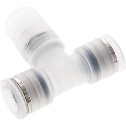 10mm x R3/8'' inline T-stuk PA Insteekfitting Buitendraad FDA Draaibaar EPDM