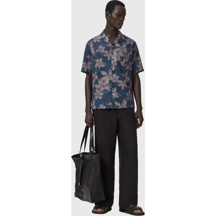 AllSaints Parterre Ss Shirt Bay Blue Maat: S | Casual Overhemden Outlet | Heren | Blauw