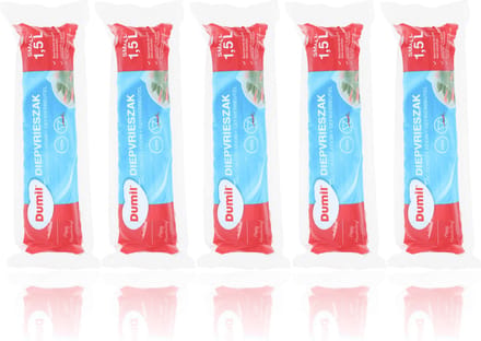 Dumil® | 5  rollen a 100 Diepvrieszakjes Sluitstrip Small 1,5 liter | freezerbag