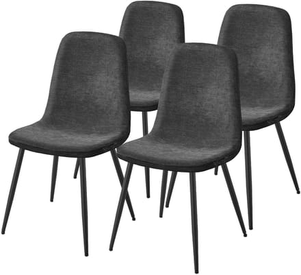 VASAGLE - Eetkamerstoelen - Set van 4 - Metalen Poten - Verstelbare Voeten - Gemakkelijk te Reinigen