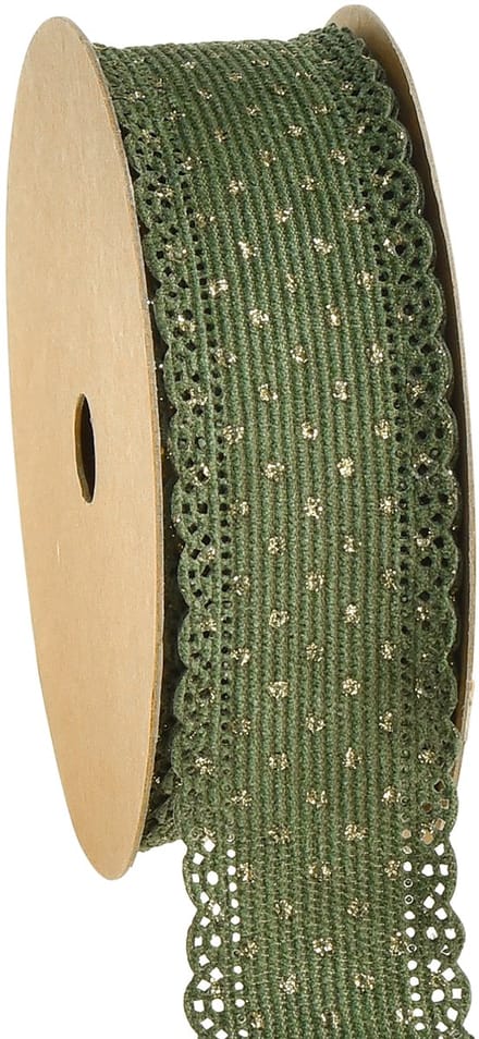 Cadeaulint Groen lint stippen en kant 38mm 10mm