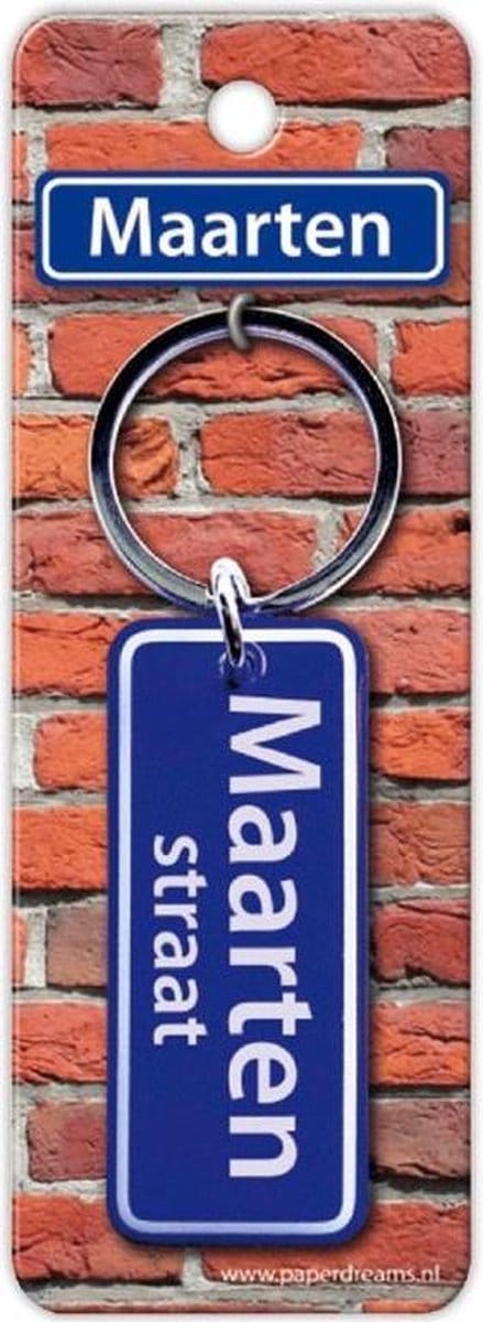 Paper Dreams Sleutelhanger Straatnaam Maarten 9 Cm Staal Blauw