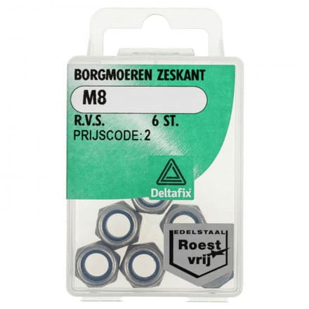 Deltafix - Borgmoeren zeskant m10 rvs 4st