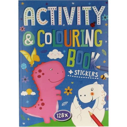 Kleur- en activiteitenboek - Dino's - 128 pagina's - met stickers