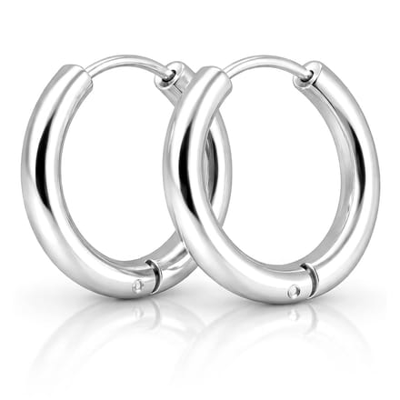 Smalle edelstaal oorringen Zilverkleurig-12mm