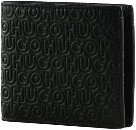 HUGO Leren portemonnee Ethon Hi M 4 Cc Coin Wallet Black 2 zwart