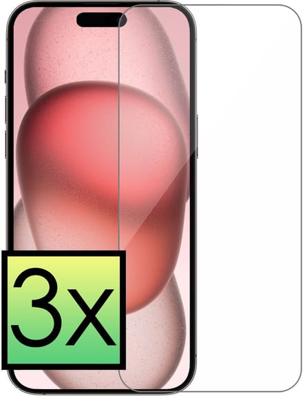Screenprotector - 3 Stuks - Geschikt voor Apple iPhone 15 Plus - Extra Sterk - Beschermglas - Gehard Glas - Tempered Glass - Screen Protector - Bescherm Cover