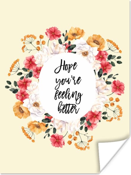 Poster Sterkte - Quote - Bloemen - Hope - 30x40 cm