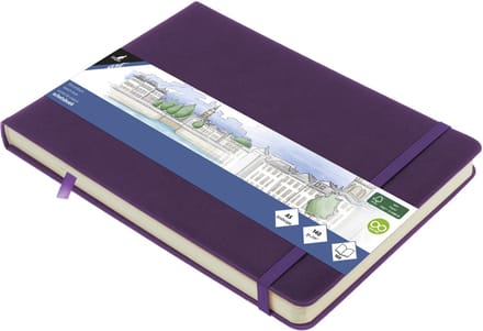 Kangaro schetsboek - formaat A5 landscape - purple heart - met elastiek en lint
