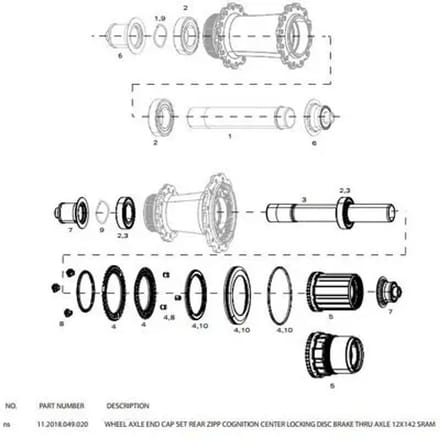 Zipp naafdeel cogn db eindbus a cl 142/12 ta kit zwart