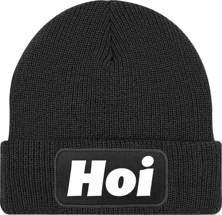 Muts met tekst - Zwart - 100% Soft-Touch acrylic - Hoi