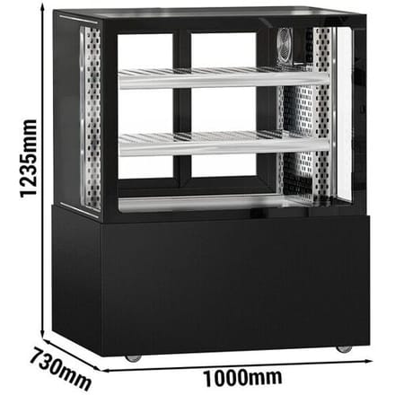 GGM Gastro Kühl-/ Fleischvitrine MADRID - 1000mm - Doppelverglasung - mit 2 Ablagen - Schwarz Matt