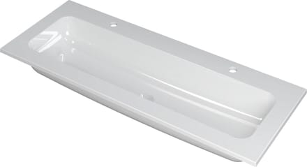 INK® Faktor wastafel polystone centraal met ,2 kraangaten, 120x45x1,5cm, glans wit