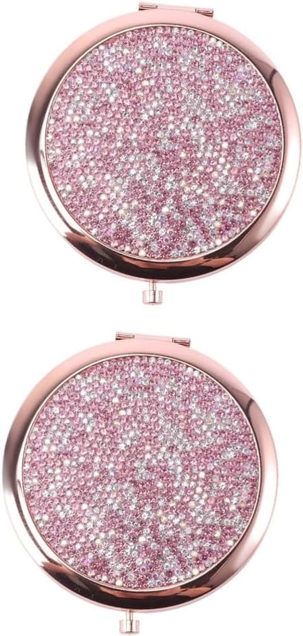 Make-up Spiegel - Compacte Spiegel Reisspiegel - Make-up Bijwerken - Opvouwbaar Dubbelzijdig - 7 cm Rond - Roségoud