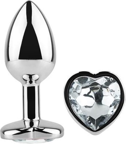 Heart Shaped Butt Plug White Size S