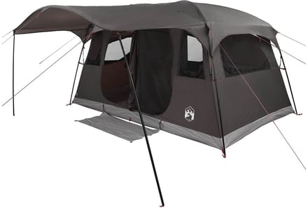 vidaXL - Tunneltent - 6-persoons - Bruin - Grijs - Polyester - en - Staal